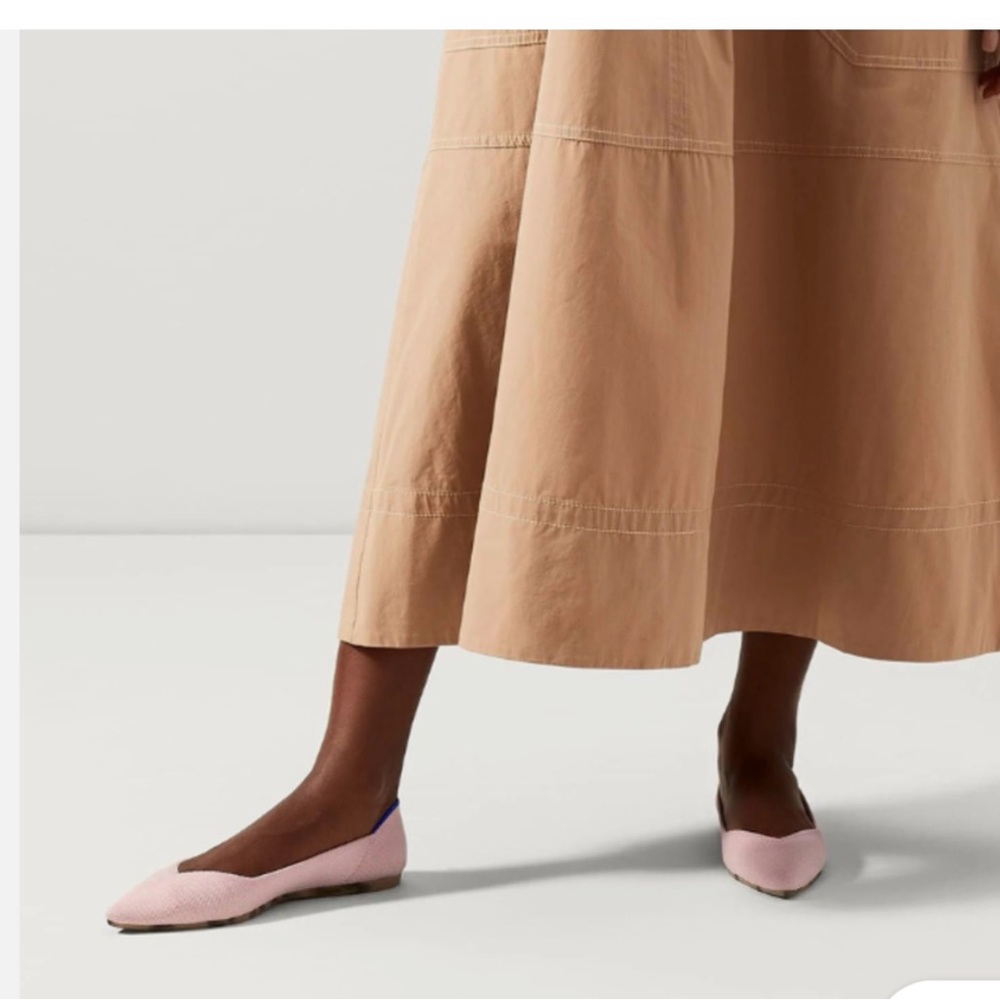 Rothy's Light Pink Flats with Blue Accent